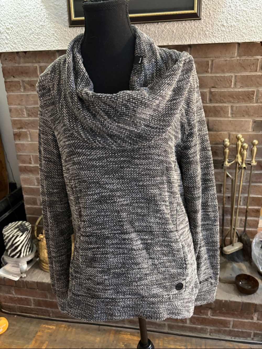 Bench Black & Gray Marled Cowl Neck Sweater